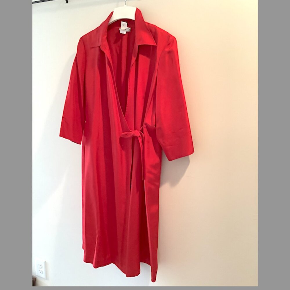 Coldwater Creek - Classic Red Wrap Dress, with side tie, 100% silk, Size 14